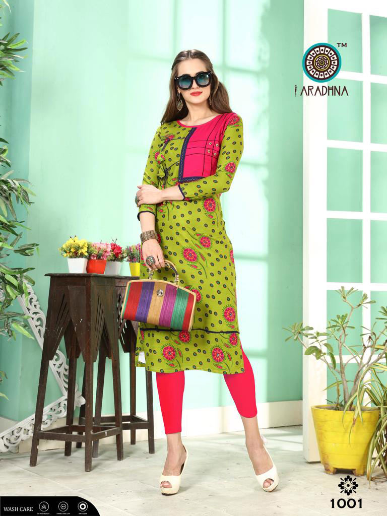 Kiwi Vol-2 Aradhna Rayon Foil Print Wholesale Kurti Traders Kiwi Vol-2 Aradhna Rayon Foil Print Wholesale Kurti Traders